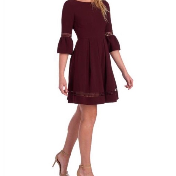 Designer Illusion Hemline Bell Sleeve Dress - Picture 3 of 6